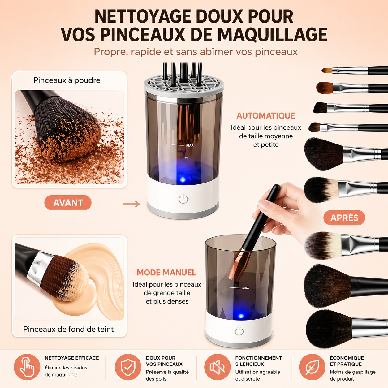 Limpiador de accesorios de maquillaje