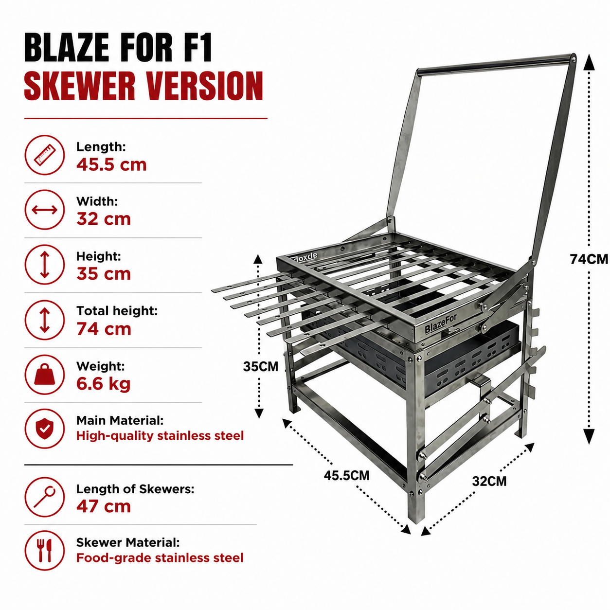 Stainless Steel Portable Grill With Skewers
