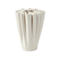 VALMORA off-white ceramic sculptural vase with a fluted design and modern artistic flair.